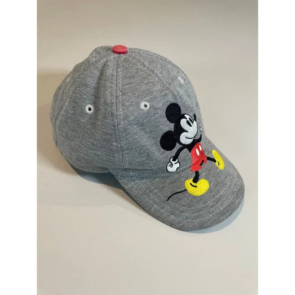 Disney Youth Gray Mickey Mouse Embroidered Cotton Baseball Hat XS